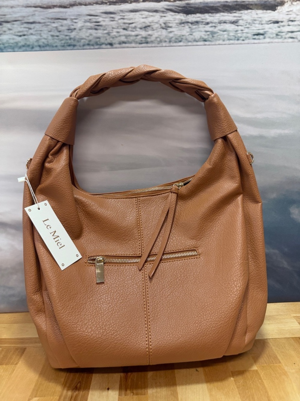 Elegant Tan Women's Handbag vegan leather